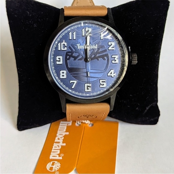 Timberland Blue Face, tree in the background  Watch with Brown Leather Strap - Picture 7 of 9